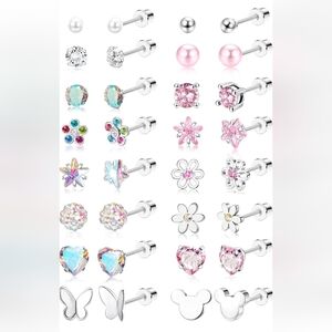 Cassieca Hypoallergenic Screw Back Earrings 16 Pairs